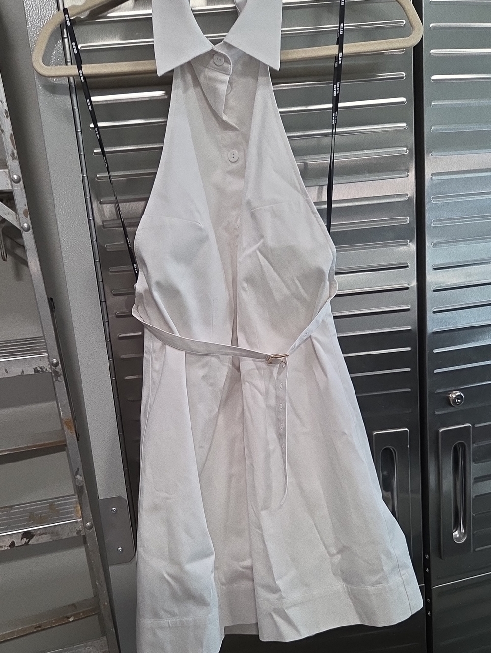 SER.O.YA White Halter Shirtdress with Thin Belt